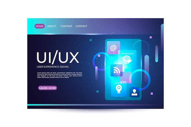 Página de inicio realista de ui / ux