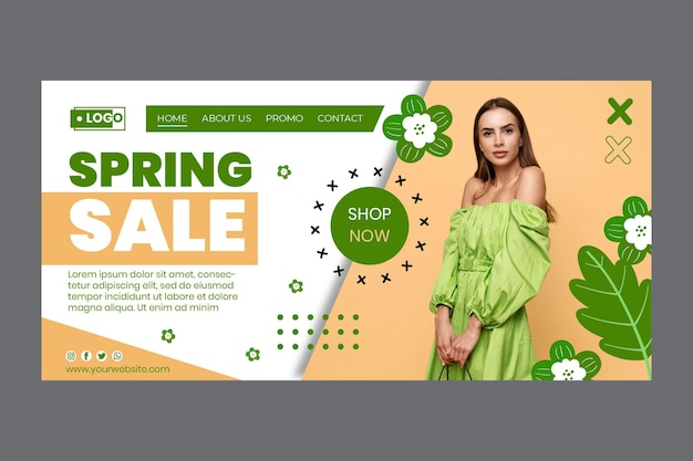 Vector gratuito página de inicio de rebajas de primavera