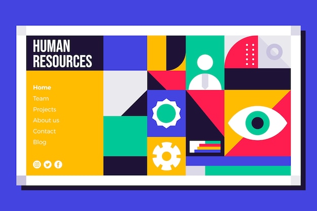 Página de inicio de recursos humanos de diseño plano