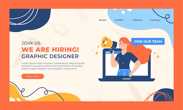 Página de inicio de recursos humanos de diseño plano