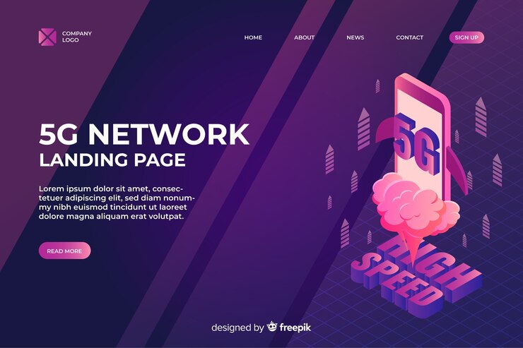 Vector gratuito página de inicio de red isométrica 5g