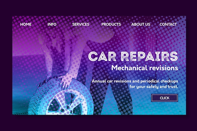 Vector gratuito página de inicio de reparación de automóviles mecánicos