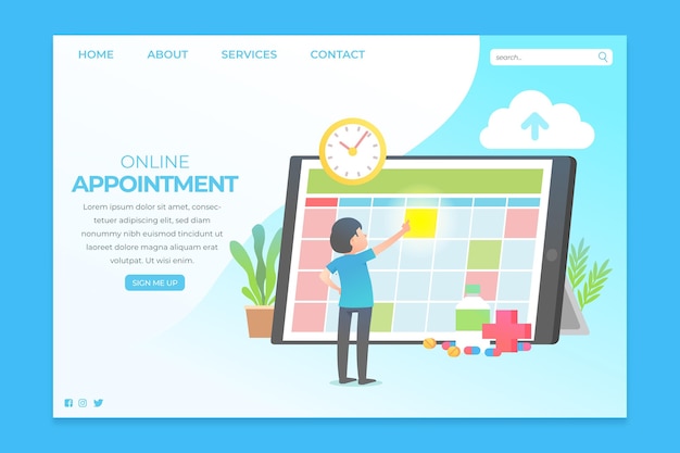Vector gratuito página de inicio de reserva de cita