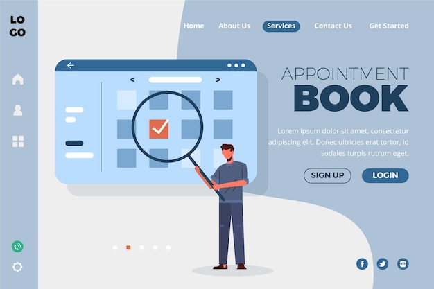 Vector gratuito página de inicio de reserva de cita