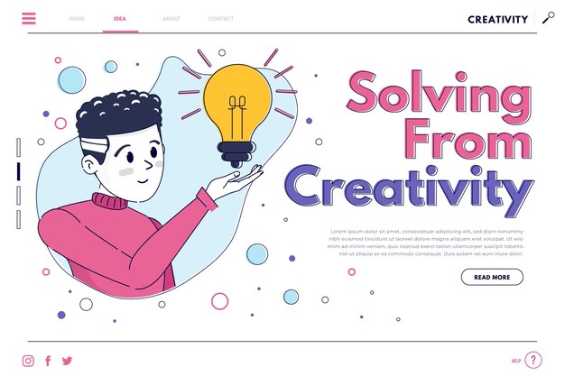 Página de inicio de resolución creativa plana orgánica