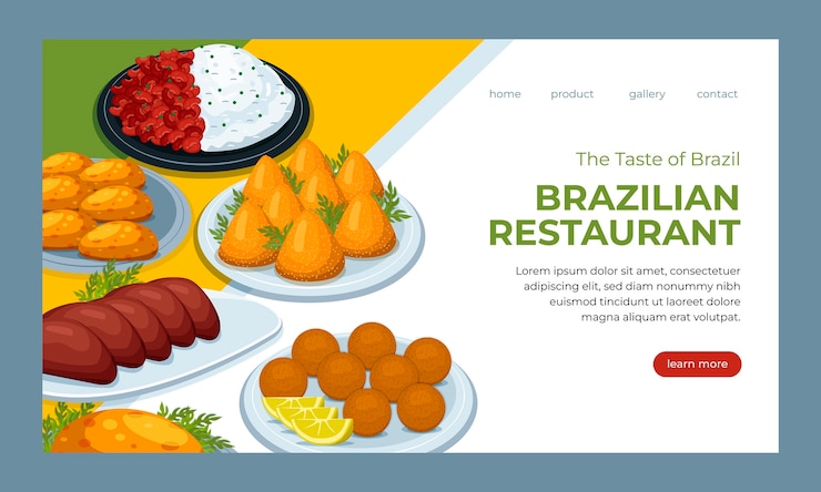 Vector gratuito página de inicio de restaurante brasileño dibujada a mano
