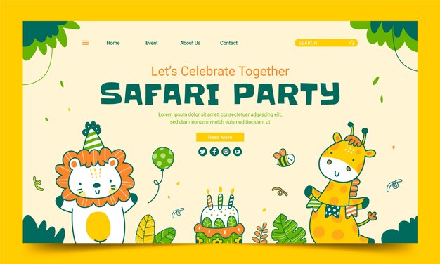 Página de inicio de safari de textura dibujada a mano