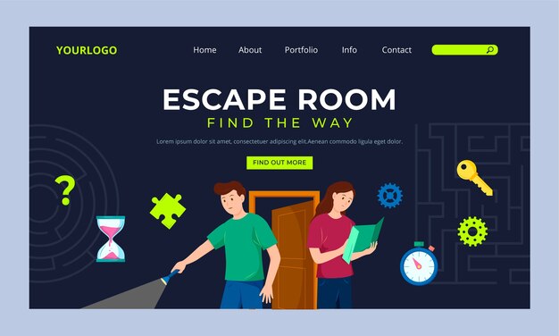 Página de inicio de la sala de escape dibujada a mano