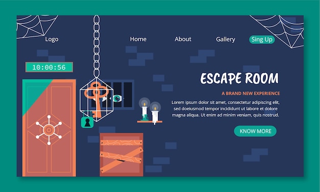 Página de inicio de la sala de escape de diseño plano
