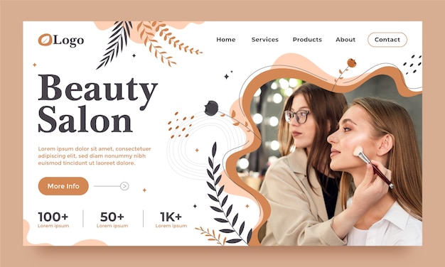 Vector gratuito página de inicio de salón de belleza de diseño plano