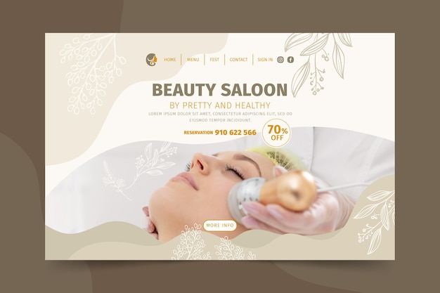 Vector gratuito página de inicio del salón de belleza