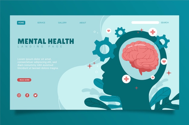 Vector gratuito página de inicio de salud mental plana