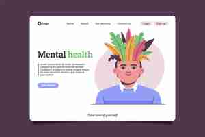 Vector gratuito página de inicio de salud mental plana