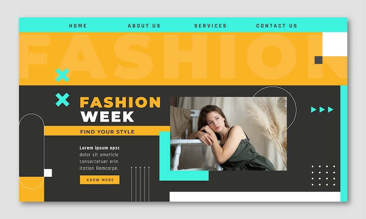 Vector gratuito página de inicio de la semana de la moda de diseño plano