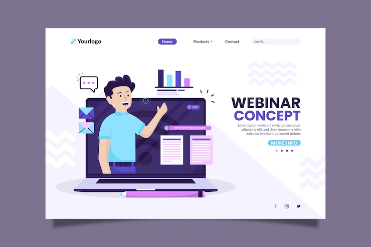 Vector gratuito página de inicio del seminario web de personajes