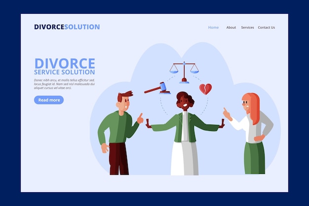 Vector gratuito página de inicio del servicio de abogado de divorcio