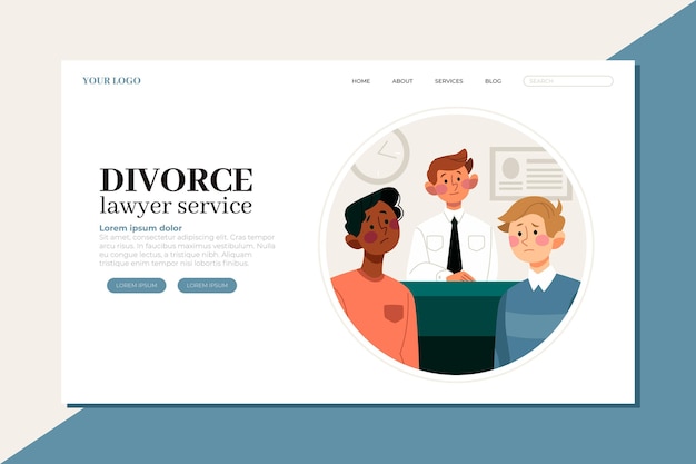 Vector gratuito página de inicio del servicio de abogado de divorcio