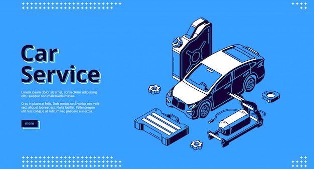 Vector gratuito página de inicio del servicio de automóviles, mantenimiento de automóviles