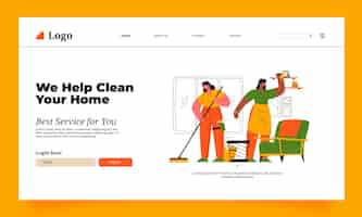Vector gratuito página de inicio de servicios de limpieza dibujada a mano