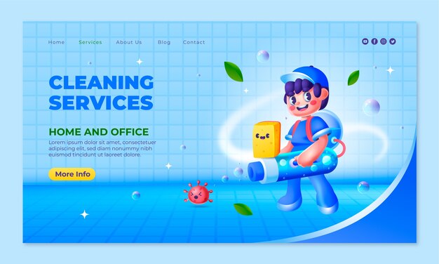 Página de inicio de servicios de limpieza de gradiente