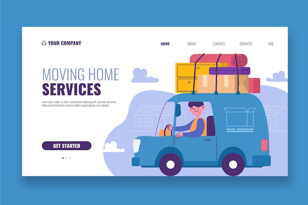 Página de inicio de servicios de mudanza de casa