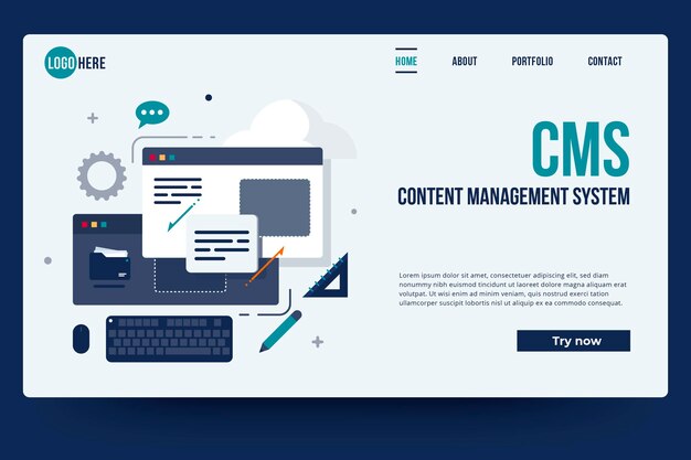 Página de inicio del sistema de gestión de contenido plano