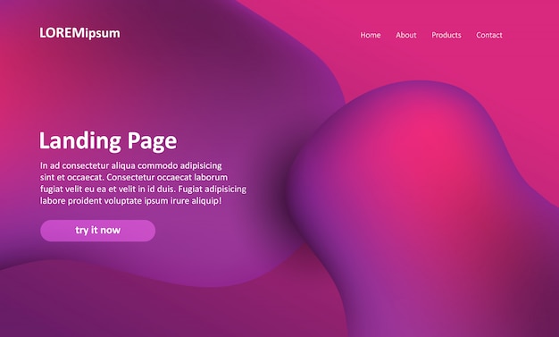 Página de inicio del sitio web con un diseño abstracto