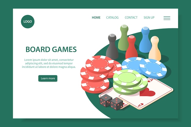 Página de inicio del sitio web de juegos de mesa
