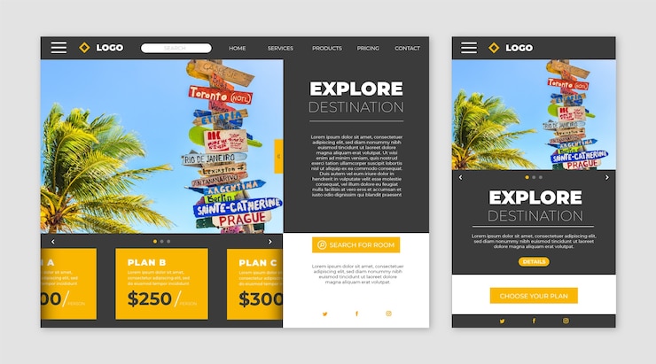 Vector gratuito página de inicio del sitio web de viajes
