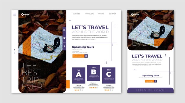 Página de inicio del sitio web de viajes