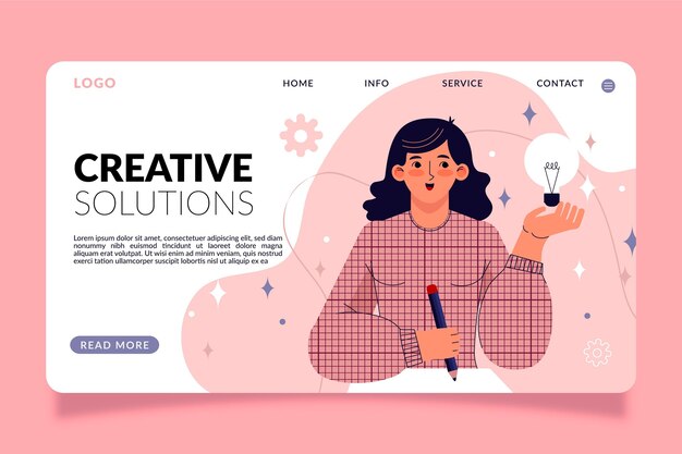 Vector gratuito página de inicio de soluciones creativas de diseño plano