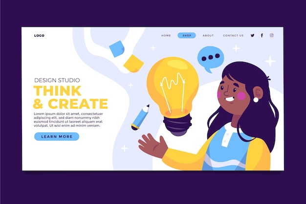 Vector gratuito página de inicio de soluciones creativas planas orgánicas