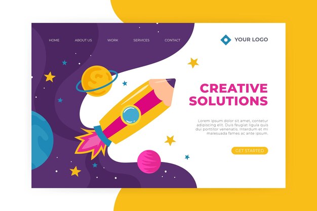 Página de inicio de soluciones creativas planas orgánicas