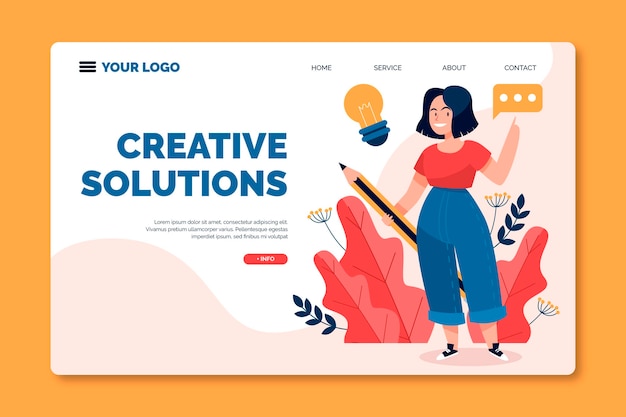Página de inicio de soluciones creativas planas orgánicas
