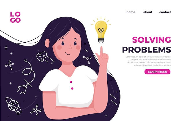 Vector gratuito página de inicio de soluciones creativas planas