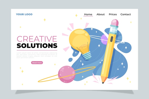 Vector gratuito página de inicio de soluciones creativas