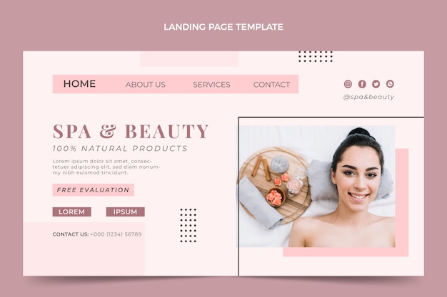 Vector gratuito página de inicio de spa y belleza de diseño plano