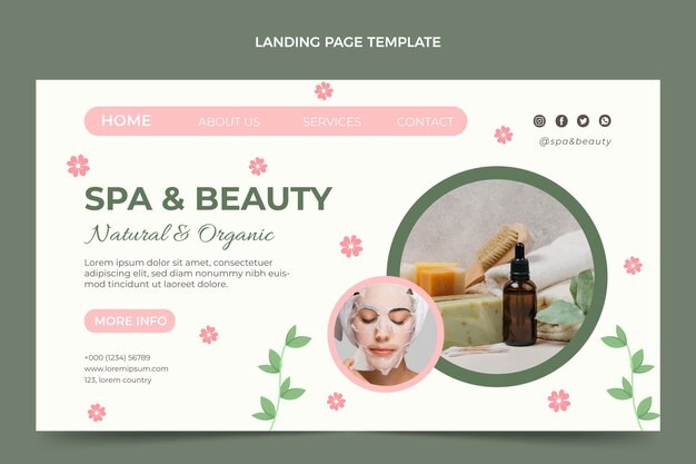 Página de inicio de spa y belleza de diseño plano