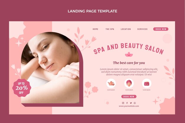 Página de inicio de spa de diseño plano