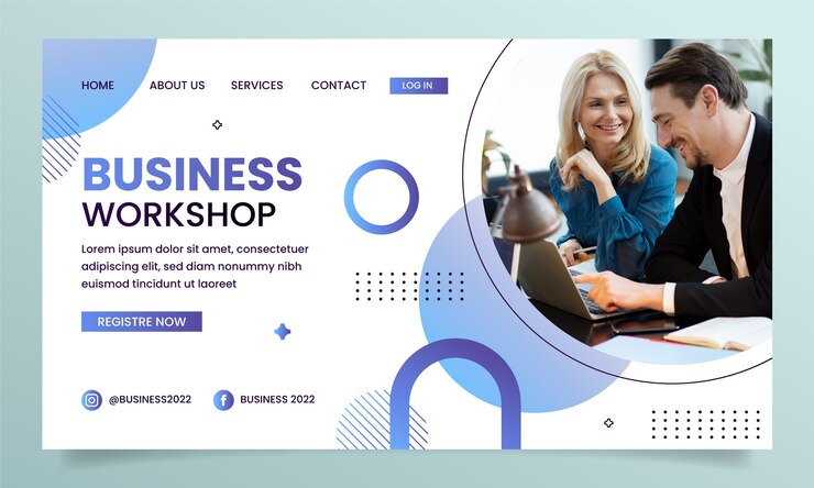 Vector gratuito página de inicio del taller de negocios degradado