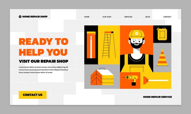 Página de inicio del taller de reparación de diseño plano
