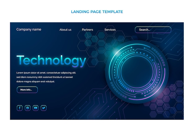 Vector gratuito página de inicio de tecnología abstracta degradada