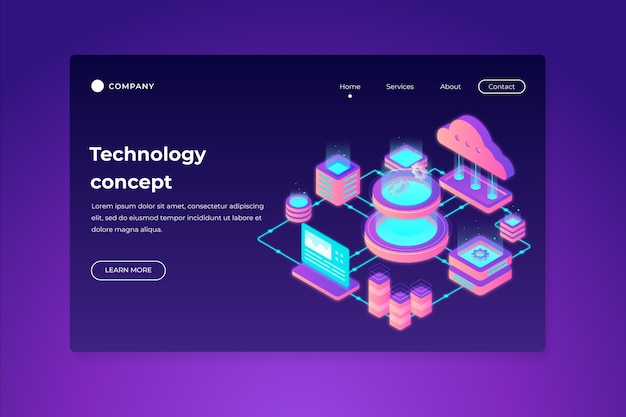 Página de inicio de tecnología de concepto de plantilla