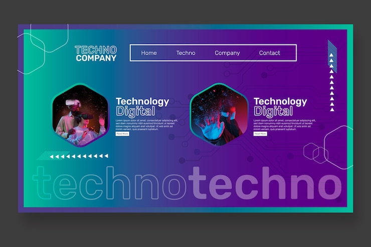 Vector gratuito página de inicio de tecnología de degradado