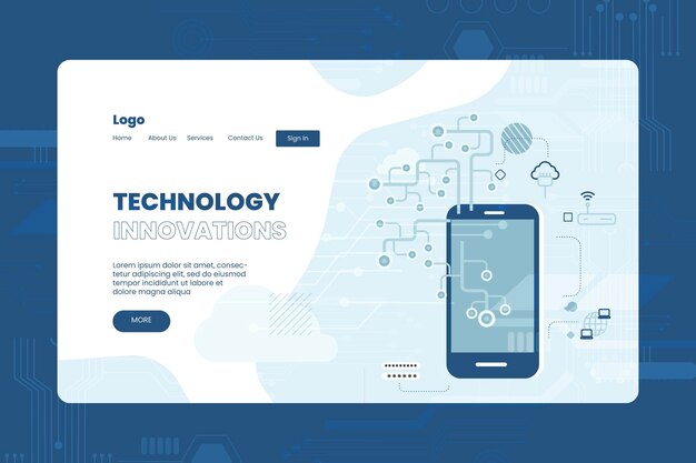 Página de inicio de tecnología de diseño plano