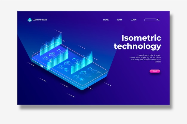 Página de inicio de tecnología isométrica