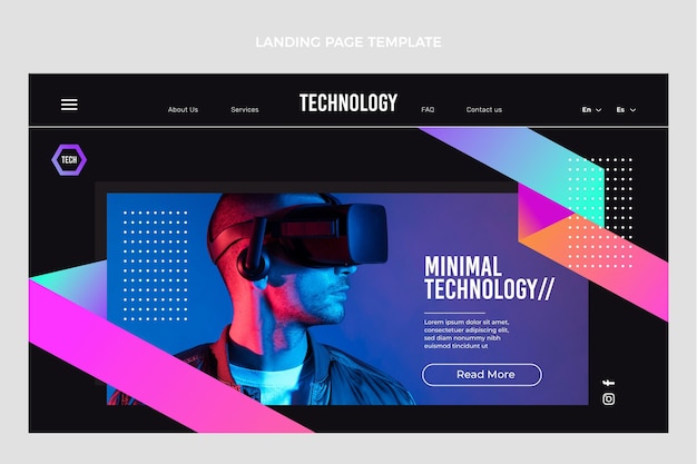 Página de inicio de tecnología mínima de diseño plano