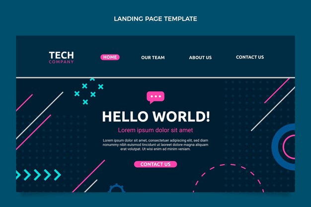 Página de inicio de tecnología mínima de diseño plano