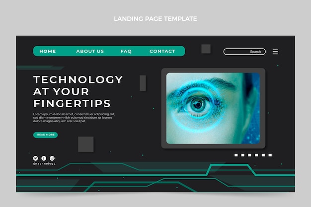 Página de inicio de tecnología mínima de diseño plano