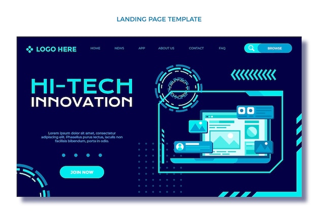Página de inicio de tecnología mínima de diseño plano